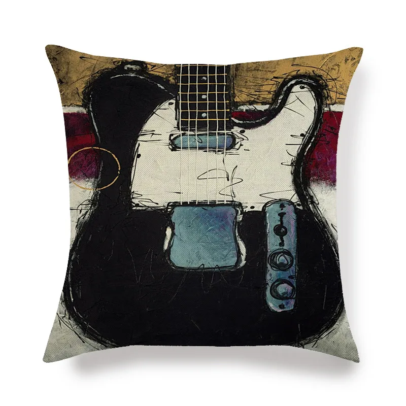 Повседневная Гостиная диванная подушка украшение картина маслом гитара домашний мягкий декоративный чехол для подушки льняная Подушка Чехол - Цвет: 9