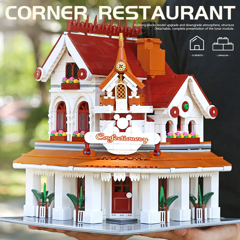 MOC Mold King 11003 Creator Expert Corner ресторанная улица серия модель строительные блоки