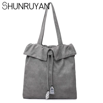 

SHUNRUYAN Fashion Autumn and Winter New Women Suede Tote Bag Casual Large Capacity Soft Handbags Light Shoulder Bag