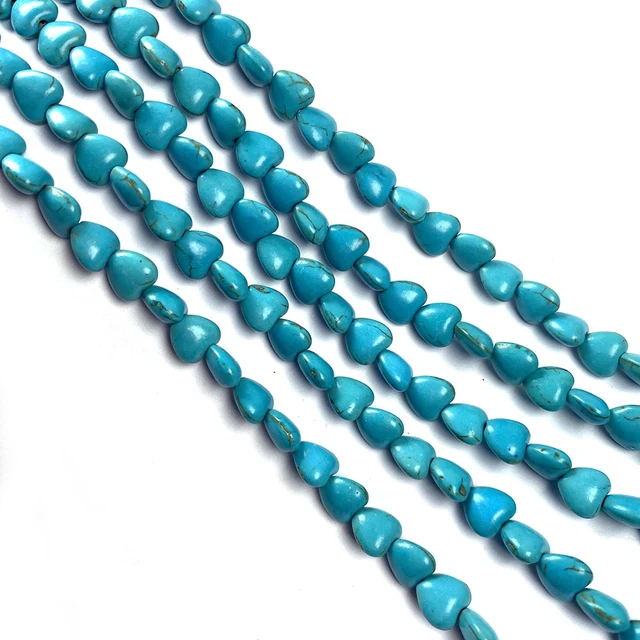Heart Shape Flat Stone Beads Jewelry Making  Natural Turquoise Stone Heart  Beads - Beads - Aliexpress