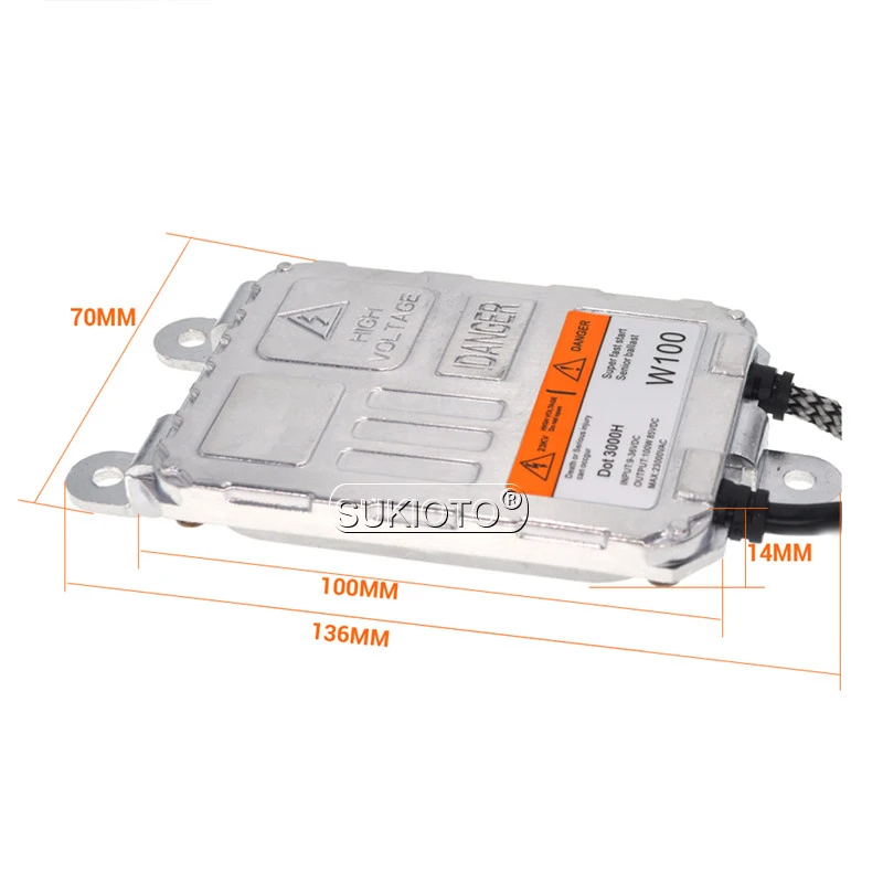 SUKIOTO 2PCS High Power 12V24V 100W Xenon HID Ballast Fast Start Block Ignition For Auto Car Truck Boat HID Headlight Bulb Kit (3)
