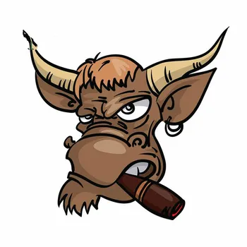 

13cm X 11.9cm for Sullen Bull with A Cigar Motorcycle Car Decals Bumper Window Stickers DIY Anime for VAN RV SUV