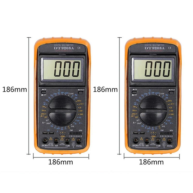 DT9208A Многофункциональный мультиметр Профессиональный ЖК-цифровой мультиметр Амперметр Вольтметр Сопротивление измеритель емкости ручной