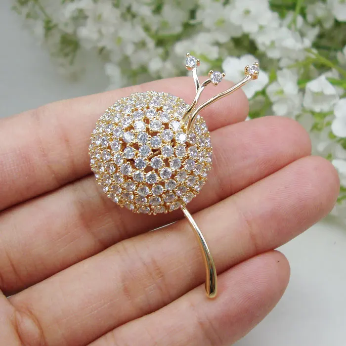 Pretty Dandelion Clear Flower Pearl Bride Bridesmaid Brooch Pin Zircon Crystal | Украшения и аксессуары