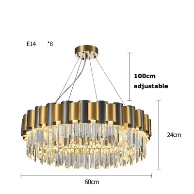 Dia60cm Led e14 Современный нержавеющая сталь хрусталь висячие лампы Золотой подвесной светильник s. Подвесной светильник. Подвесной светильник для столовой фойе - Цвет корпуса: Dia60cm