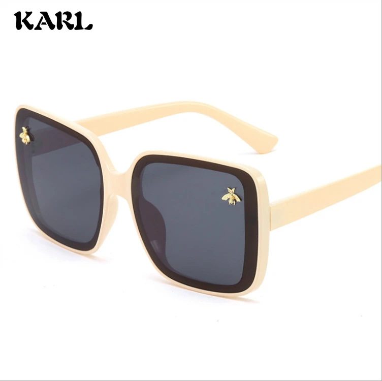 KARL Роскошные брендовые дизайнерские негабаритные солнцезащитные очки для женщин маленькая Пчелка солнцезащитные очки Дамская мода сексуальные Квадратные Солнцезащитные очки Оттенки UV400