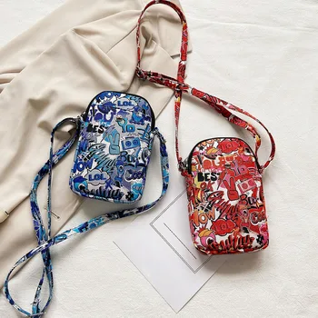 

Women Graffiti Crossbody Bag PU Leather Classic Texture Creative Design Chic Leisure Unisex Daily Street Zip Shoulder Handbag