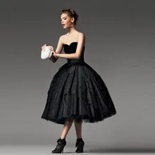 Маленькие черные платья для выпускного вечера длиной до середины икры, кружевные тюлевые пышные короткие вечерние платья для выпускного вечера