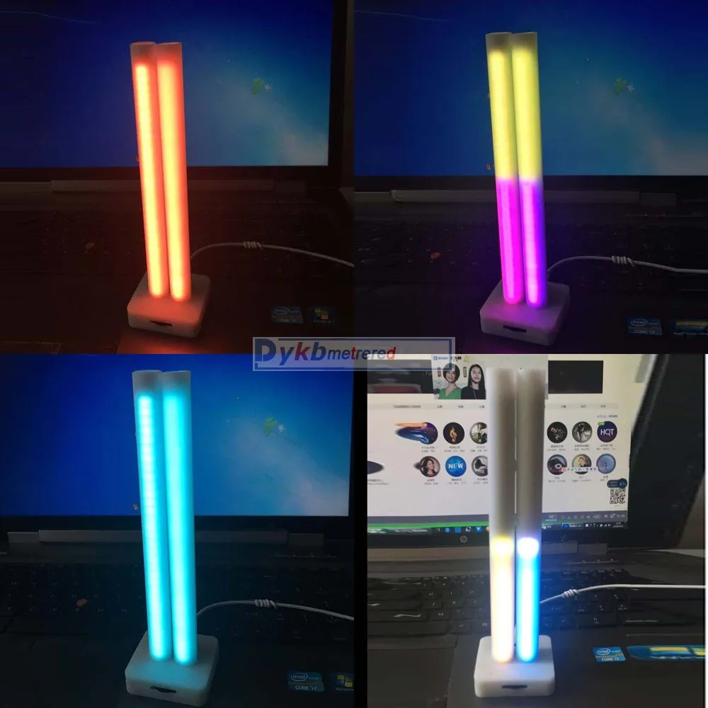 

Dual 32-bit voice control music rhythm level flashing Spectrum display Audio level indicator 64 led full color for MP3 Amplifie