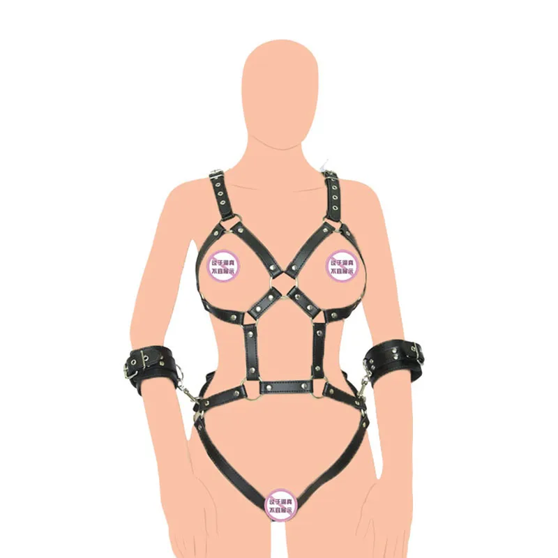 PU Leather Teddy Corset Women Harness Cupless Lingerie Open Crotch Strap Thong Full Body Costume Fetish Dance Wear BDSM Cosplay |