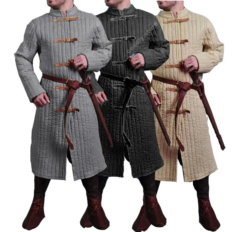 Средневековая куртка Gambeson на лямках Костюм Рыцаря Викинга мужской кожаный
