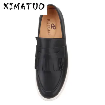 

2020 Handcrafted black colors Genuine Leather Men sneakers white bottom men's casual shoes leather insole men loafers