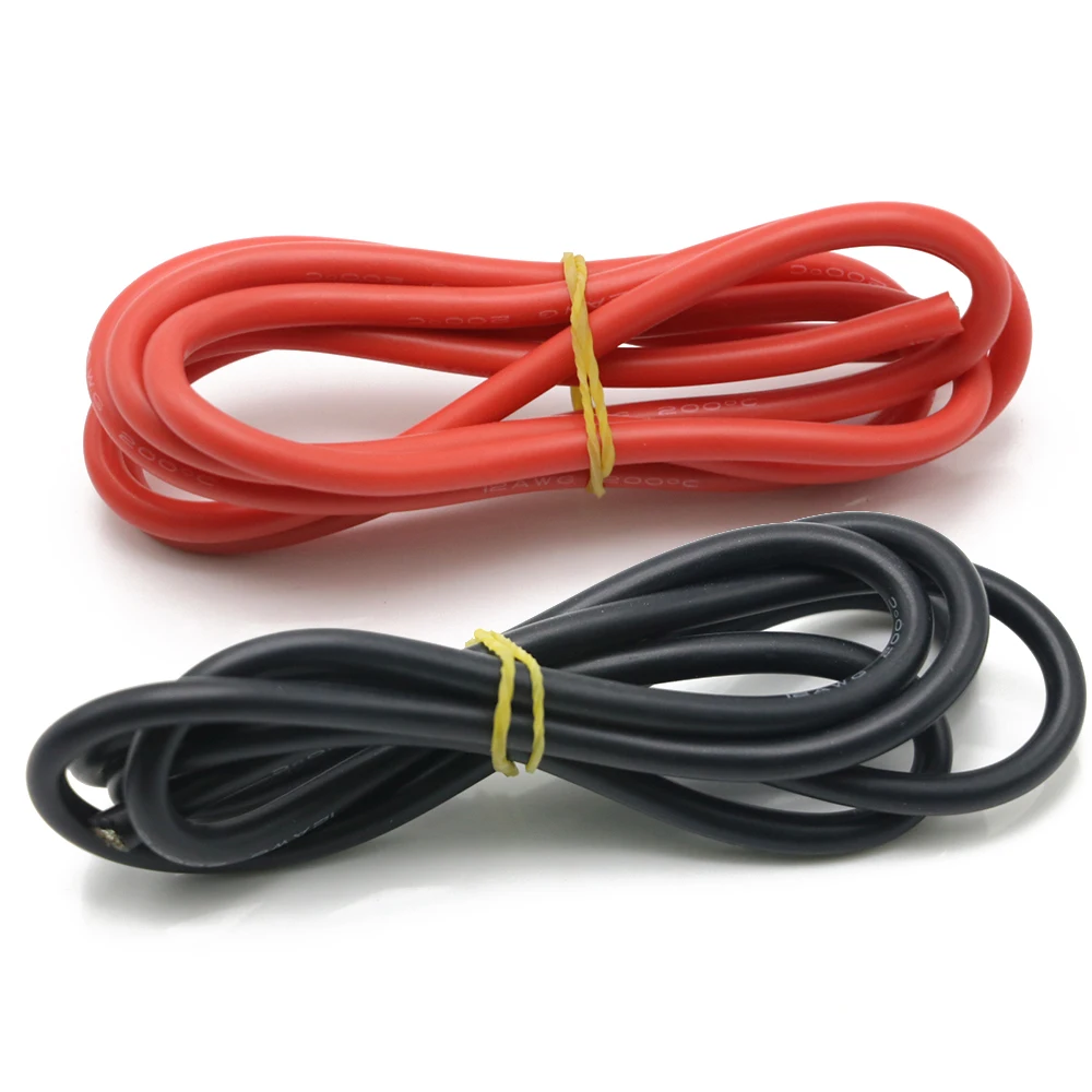 18 Gauge 2M 18 AWG Flexible Silicone Wire 1M Red & 1M Black for RC Lipo Battery 