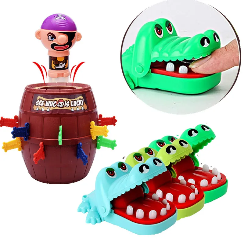 

2024 Large Crocodile Shark Mouth Dentist Bite Finger Game Novelty Jokes Kids Cartoon Pirate Barrel Family Trick Funny Game New