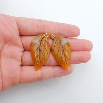 

Carved Amazonite Leaves fashion women Earring,36x19x4mm，7.6g