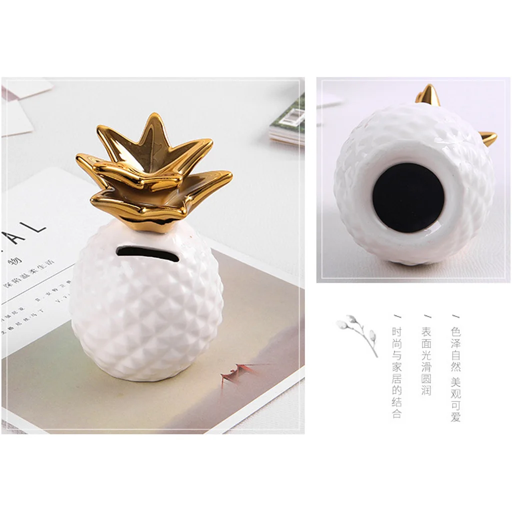 Ceramic Pineapple Piggy Bank Coin Bank Saving Money Box Kids Gift Home Office Shop Tabletop Ornament