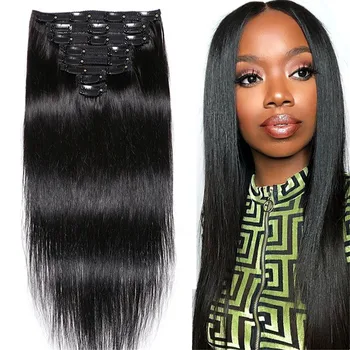 

Straight Clip In Human Hair Extensions Peruvian Remy Human Hair Extension Clip Ins 8 Pieces/Set Full Head Sets 120g