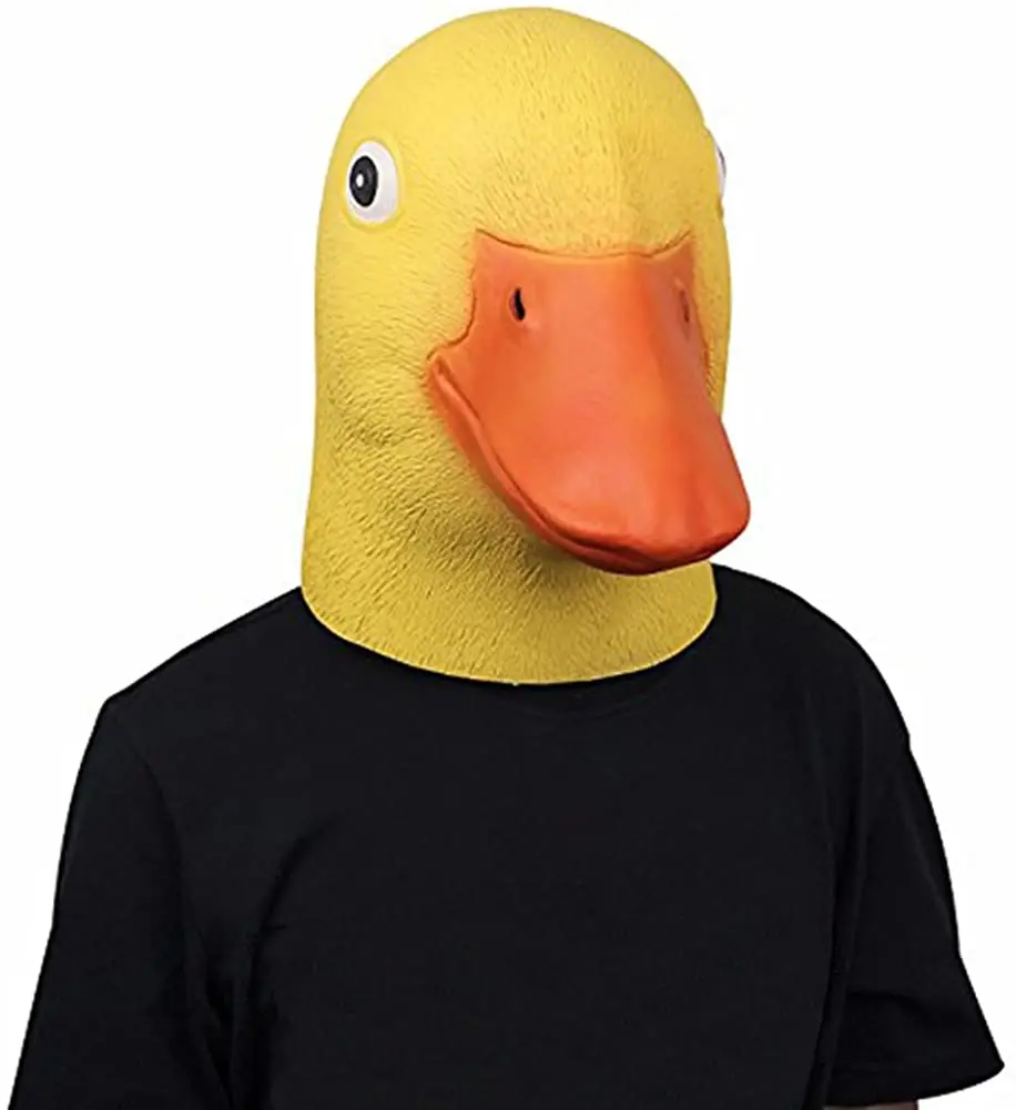 

Halloween Novelty Deluxe Mask Duck Head Mask Latex Animal fullhead cosplay costume full face mask yellow duck latex masks