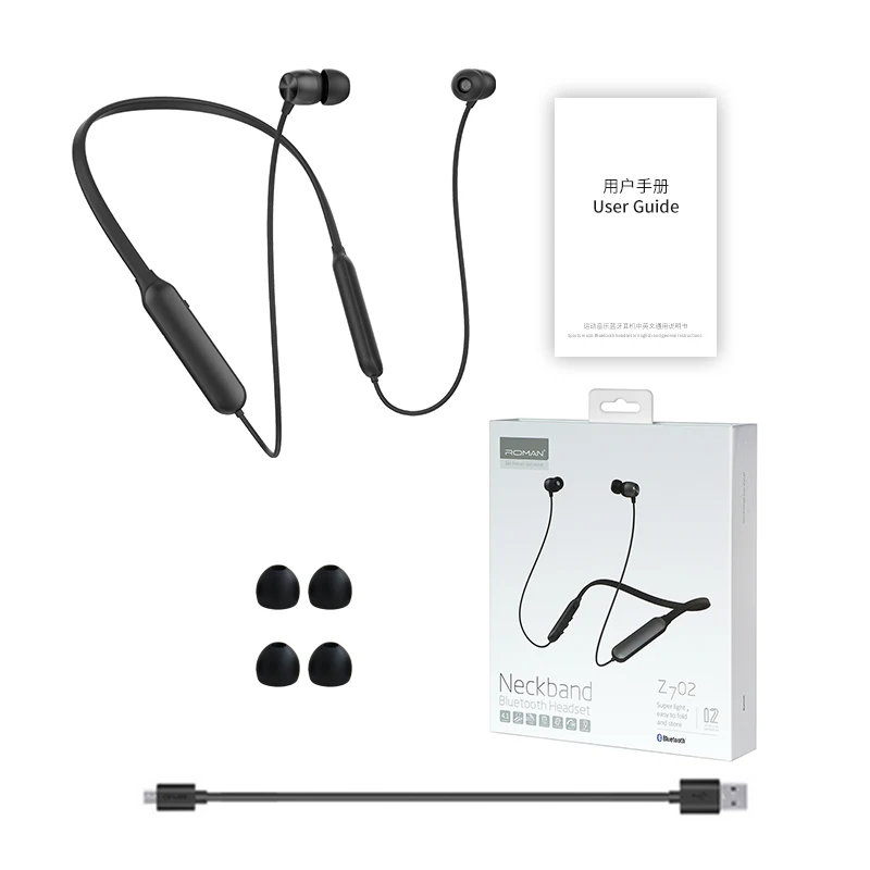 Римские Bluetooth наушники спортивные беспроводные наушники Поддержка TF/sd-карты Bluetooth гарнитура музыкальные наушники с микрофоном с упаковкой - Цвет: Black-BZ
