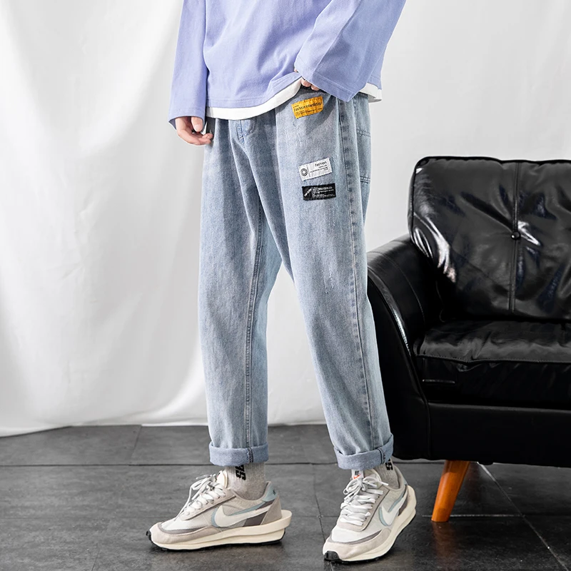 Blue Jeans for Men Fashion Classic Baggy Denim Jeans Pants Elasticity Pants Japanese Streetwear Designer Trousers Male Casual