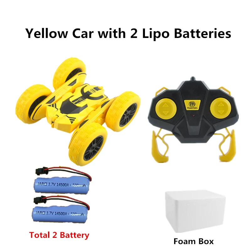 2Battery Foam Box 1/28 радиоуправляемая трюковая машина, высокоскоростная поворотная гусеничная машина на 360 градусов, двусторонняя вращающаяся Поворотная машина на радиоуправлении - Цвет: 2Battery Foam Box