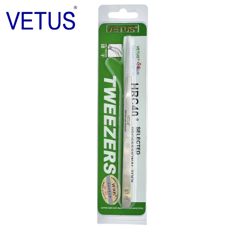 Eyelash Tweezers Nail Art Tweezers VETUS ST-11 (140mm) High Precision Tweezers Stainless Steel Non-magnetic Acid-proof Pincers Eyelashes Beauty Manicure Tools