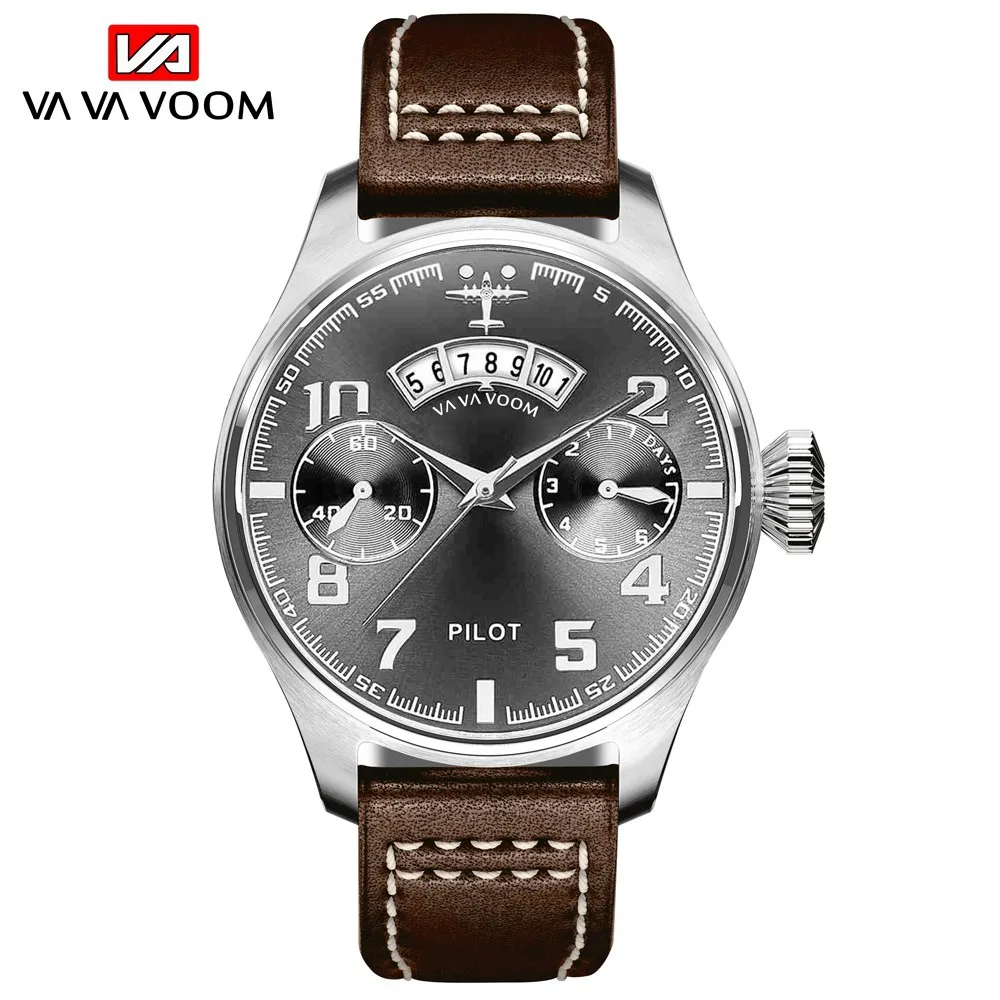 

Vava Voom2092 New Style Men Sports Casual Watch Calendar Pilots Leather Belt Quartz Waterproof Watch