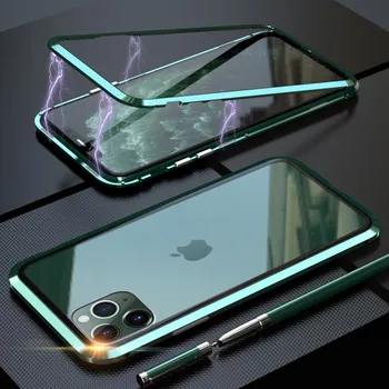 

Double-sided Magnetic Case For iPhone 11 Pro Max Case 360° Full Protect Metal Phone Case Glass Back Cover For iPhone 11 Pro Case