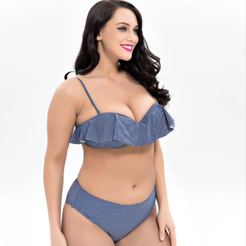 

2020 Sexy Ruffle Plus Size Falbala High Waist Dot Mujer Swimsuits High Qualitity Push Up Women Swimwear Biquíni Para Senhora