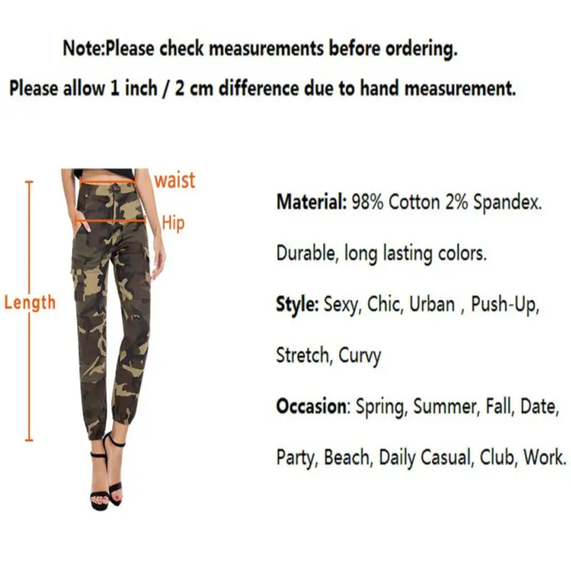 Hirigin женские камуфляжные брюки-Карго повседневные штаны военные армейские камуфляжные штаны с эластичной талией повседневные спортивные штаны размера плюс