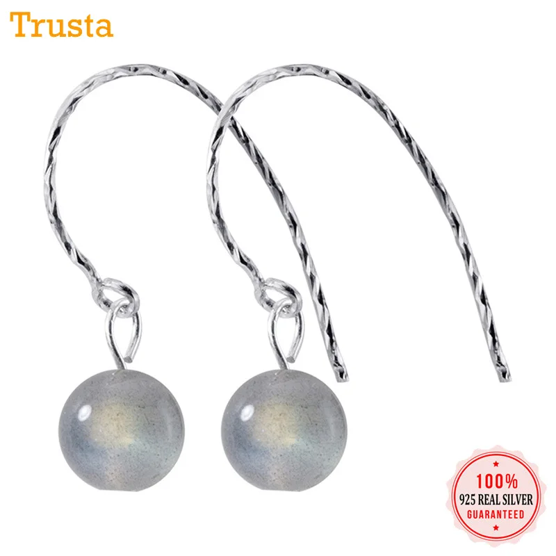 

Trusta 100% 925 Solid Sterling Silver 7mm Gradient Moonstone 2.2cm Dangel Earrings For Women Creative Fashion Jewelry DS889