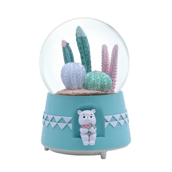 

Modern Design Home Decoration Crystal Ball Cactus Plant Dreamy Music Box Narwhal Alpaca Miniature Model Creative Crafts Decor