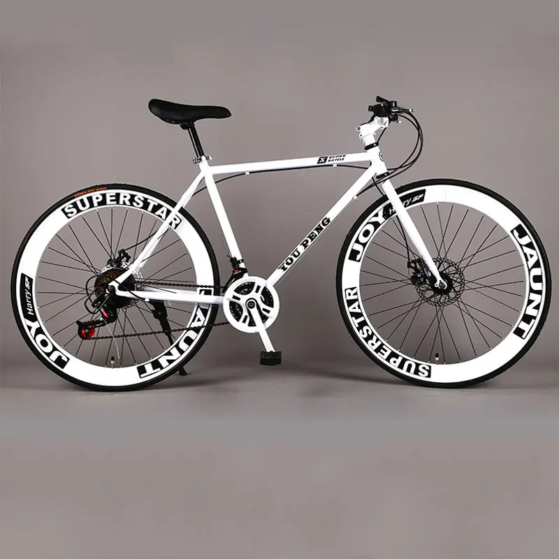 Mountain Bicycle Fixed Gear Road Bike Speed Double Disc Brakes Men and Women 60 Knife Wheel sStudent Adult