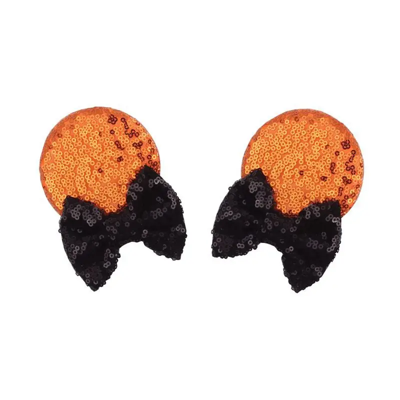 Hair Clips 4 Glitter Hair Bows Hairgrips 1 pair 3" Minnie Ears Sequin Bow Hair Clips For Kids Girls Christmas Party Hair Accessories - Цвет: Hair Clips 4