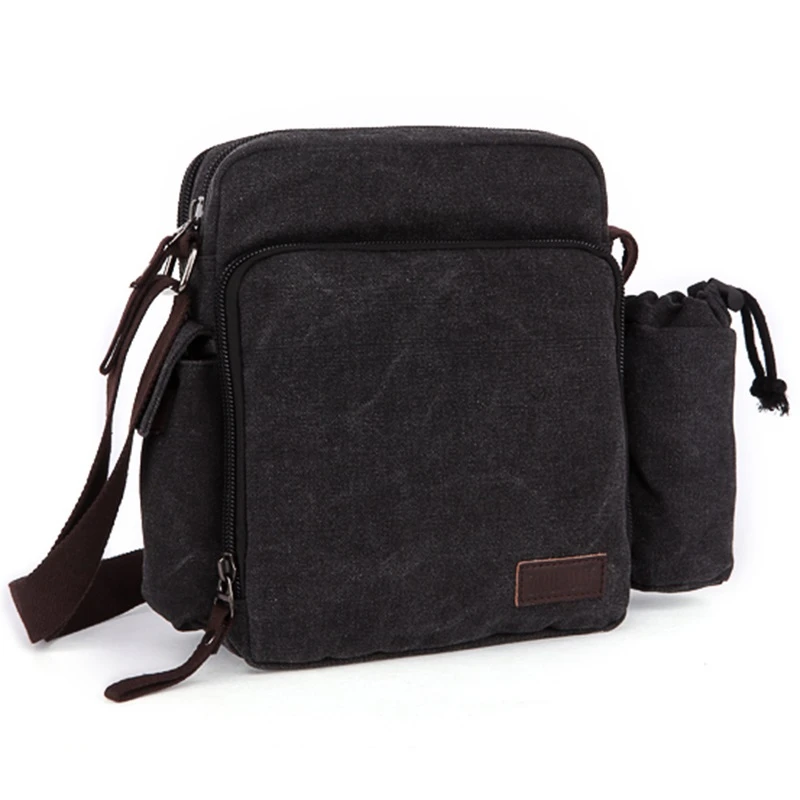 Холщовые мужские сумки-мессенджеры, повседневные портфели, Bolso Hombre, дорожные сумки, Masculina, мужские сумки через плечо, деловые сумки на плечо, Sac Homme - Цвет: Черный