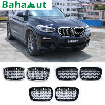 

For BMW X1 F48 Diamonds Kidney Grille Front Bumper Grill Car Styling Refitting Meteor Style Paillette Grill Black Silver 2016+