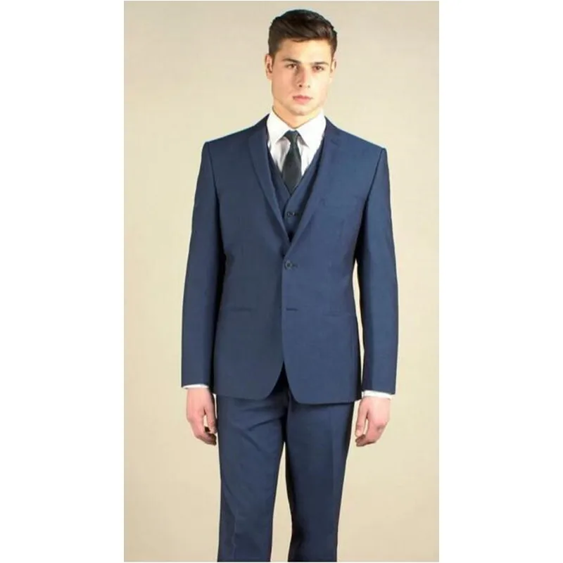 

Navy Blue Men Wedding Suits Custom Made Slim Fit Wedding Groom Tuxedos For Men Groomsman Best Man Suit(Jacket+Pants+Vest) A121