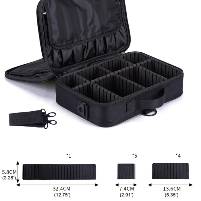 Fashion Women Favorite 3 Layers Large Capacity Solid Color Cosmetic Bag Storage Cosmetic Handbag With Strap BS88