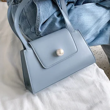 

bags for women 2020 summer new wild casual ins handbag pearl solid color shoulder small square bag Messenger bags niche designer