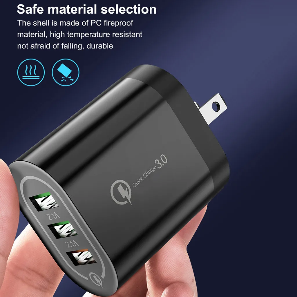 Быстрая зарядка US 18 Вт для QC 3,0 5 В/2A 3-USB зарядное устройство для путешествий источник питания быстрая зарядка зарядное устройство для мобильного телефона для iPhone samsung