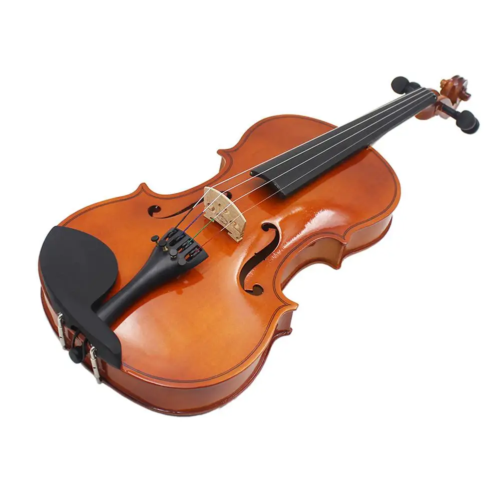 High quality Violin Natural Acoustic Solid Wood Spruce Flame Maple Veneer Violin Fiddle with Cloth Case Rosin Sets