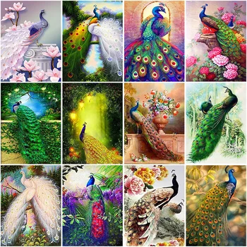 

DIY Peacock 5D Diamond Painting Cross Stitch Full Round Drill Mosaic Bird Diamond Embroidery Cross Stitch Home Decor Gift