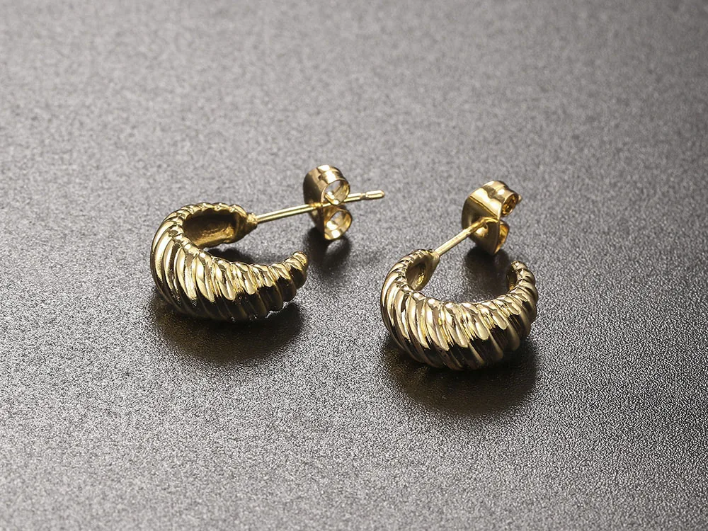 C Form Twist Croissant Ohrringe Für Frauen Trendy Chunky Gold Hoop Ohrringe Kreis Runde Ohrring Weibliche Mode-Schmuck E473 – Detail 6