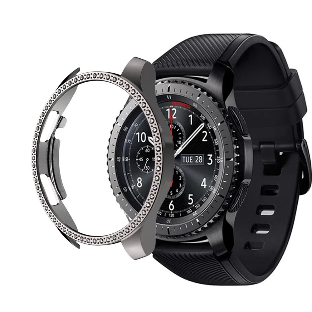 Galaxy 46 Gray Алмазное средство защиты ПК чехол для samsung Galaxy Watch 46 мм/42 мм Блестящий Защитный чехол с кристаллами противоударный чехол-бампер аксессуары - Цвет: Galaxy 46 Gray