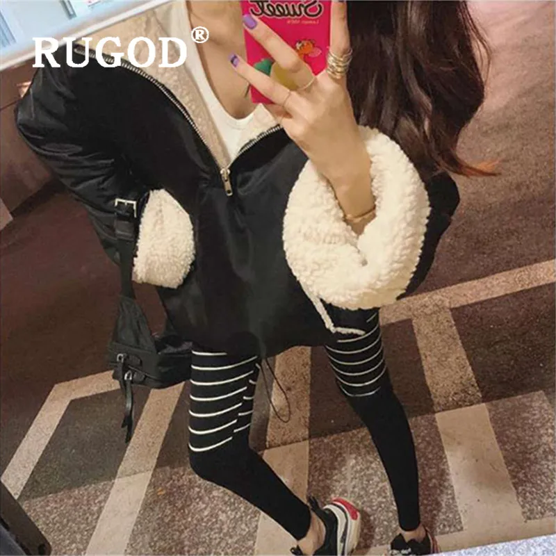 RUGOD, зимние шерстяные худи из овечьей шерсти, модная уличная одежда, толстый теплый пушистый свитшот с подкладкой, повседневный свободный Толстый Пуловер С Капюшоном