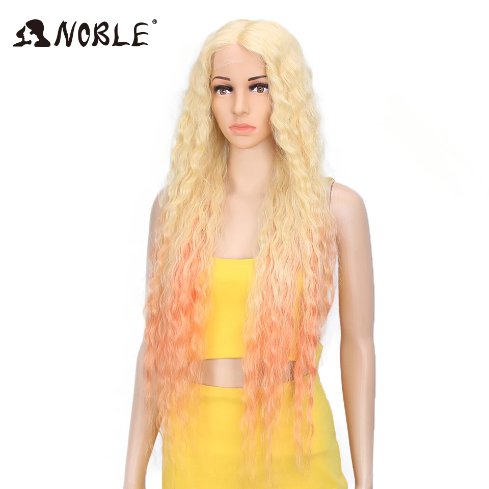 Благородные волосы синтетический парик фронта шнурка синтетический парик длинные вьющиеся Омбре блонд парик 38 дюймов 613 Американский синтетический парик фронта шнурка