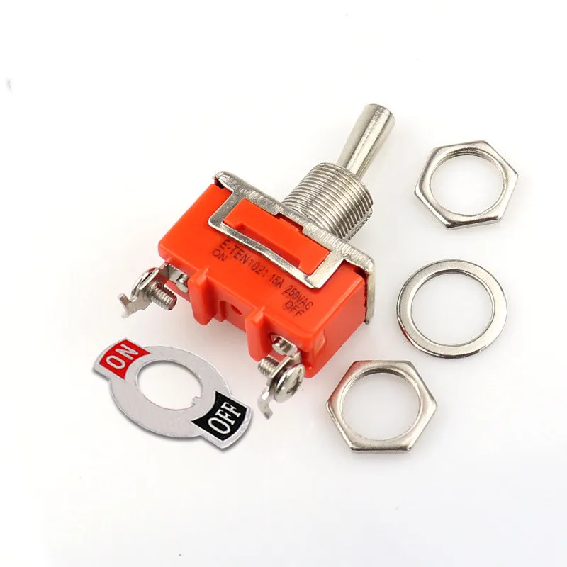 1pcs Good Quality E-TEN1021 2-Pin SPST 2 Terminal ON-OFF 15A 250V Toggle Switch orange 1pcs Good Quality E-TEN1021 2-Pin SPST 2 Terminal ON-OFF 15A 250V Toggle Switch orange