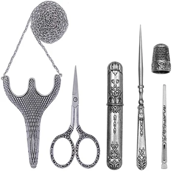 

LMDZ Stainless Steel Safety Scissors,Thread Cutter with Sheath, Sewing Needle Case,Awl,Finger Cot for Sewing,Cutting,Art Work