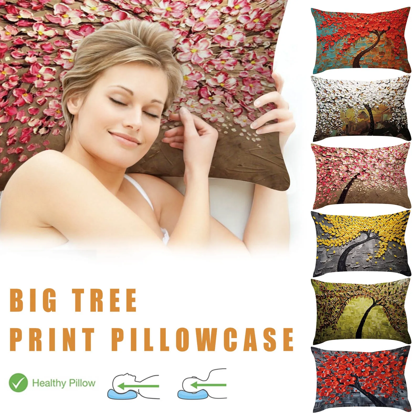 Rectangle Plant Print Pillow Case Cushion Cover Home Sofa Bed Decor 30*50cm Soft 