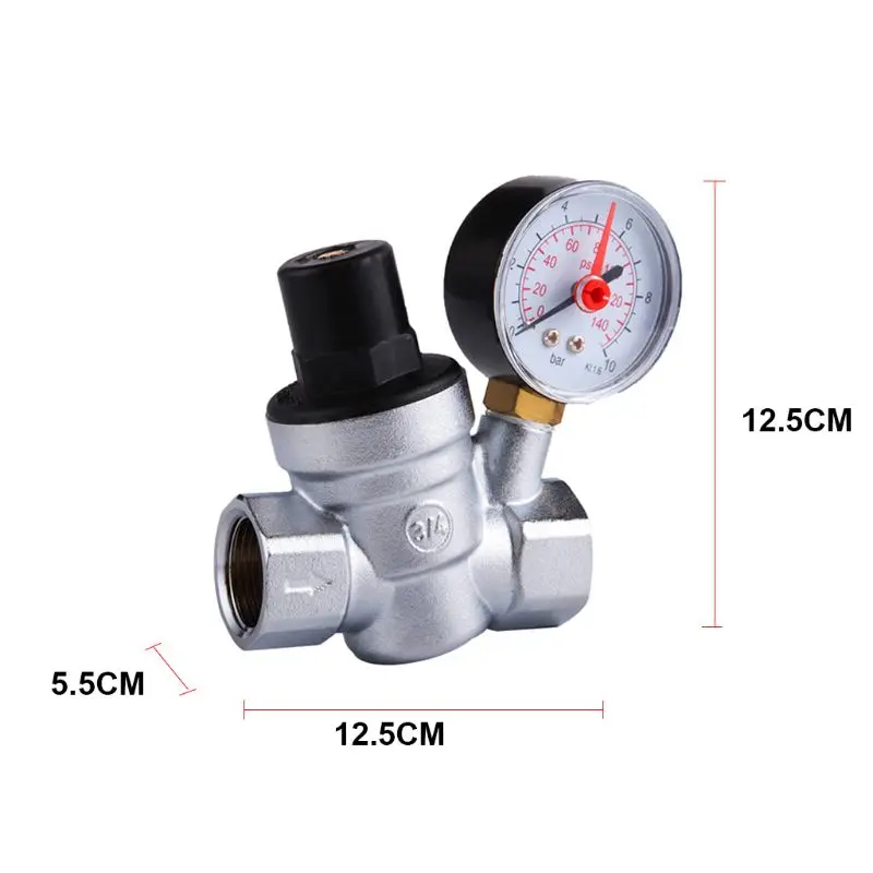 DN15/20 снижение давления воды клапан регулятор 3/4 латунь Coopper Chrom с манометром